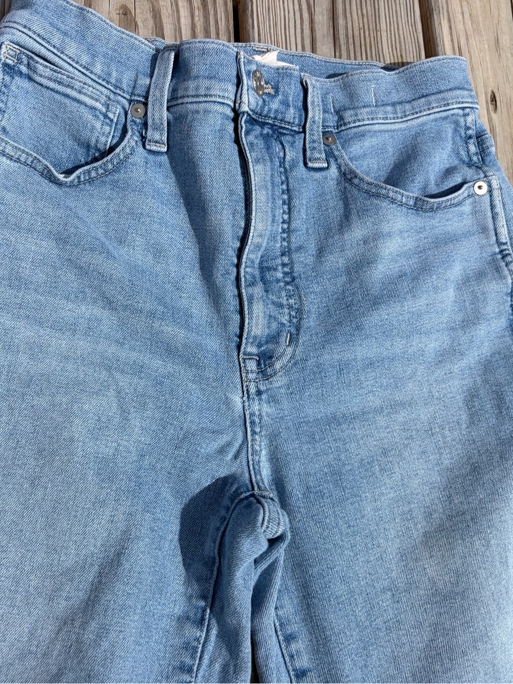 Madewell 11" High Rise Flare Jeans Light Wash Distressed‎ 20% Hemp Size 27 - Picture 7 of 14